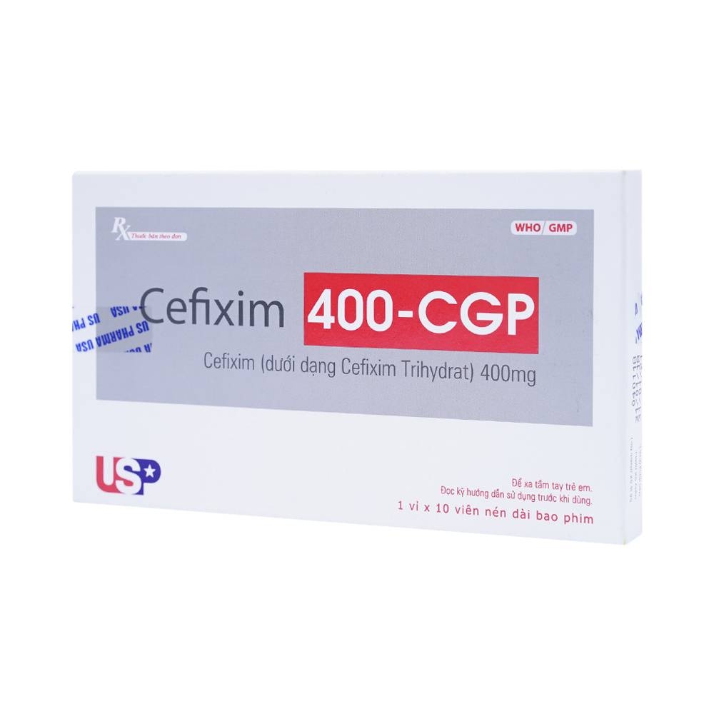 Hình ảnh Thuốc Cefixim 400-CGP USP điều trị nhiễm khuẩn (1 vỉ x 10 viên)