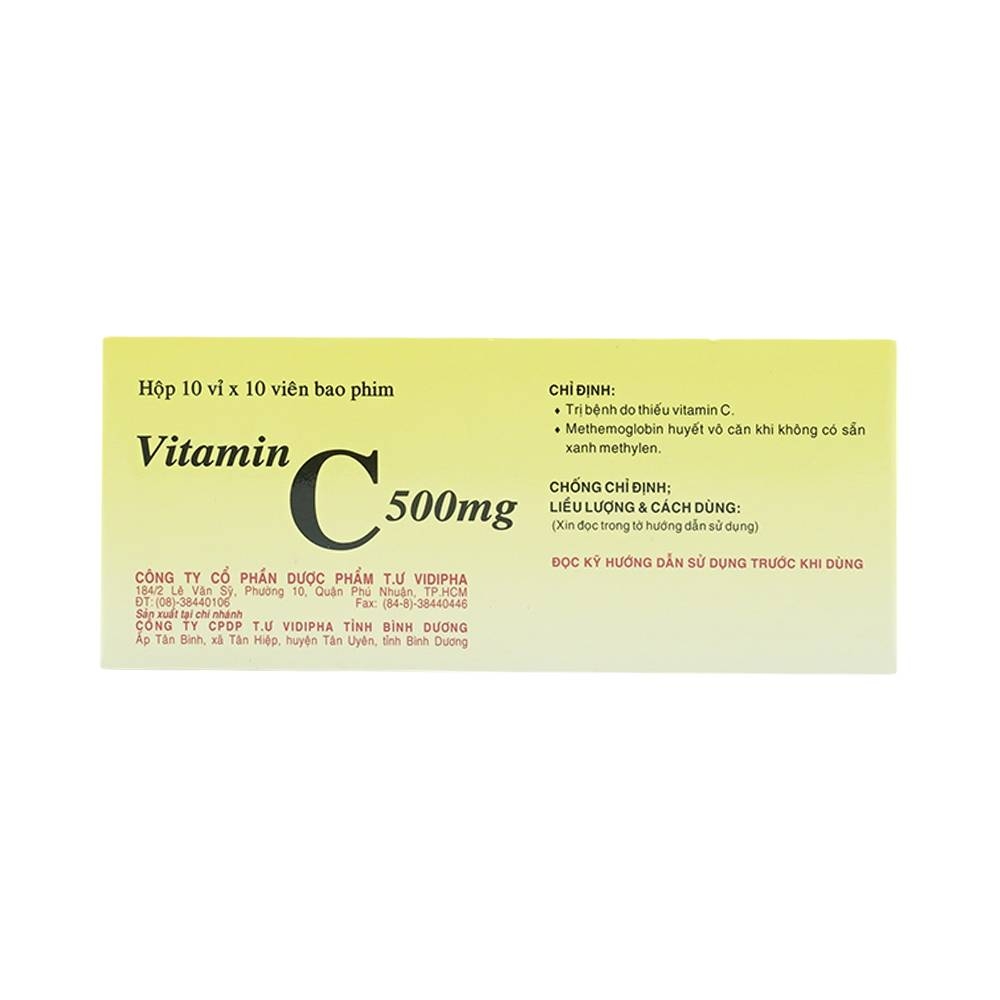 Hình ảnh Thuốc Vitamin C 500mg Vidipha điều trị bệnh do thiếu Vitamin C (10 vỉ x 10 viên)