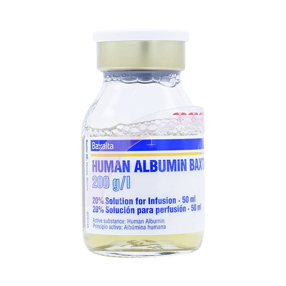 Hình ảnh Dung dịch tiêm Human Albumin Baxter 200g/l dùng trong phục hồi và duy trì thể tích máu (50ml)