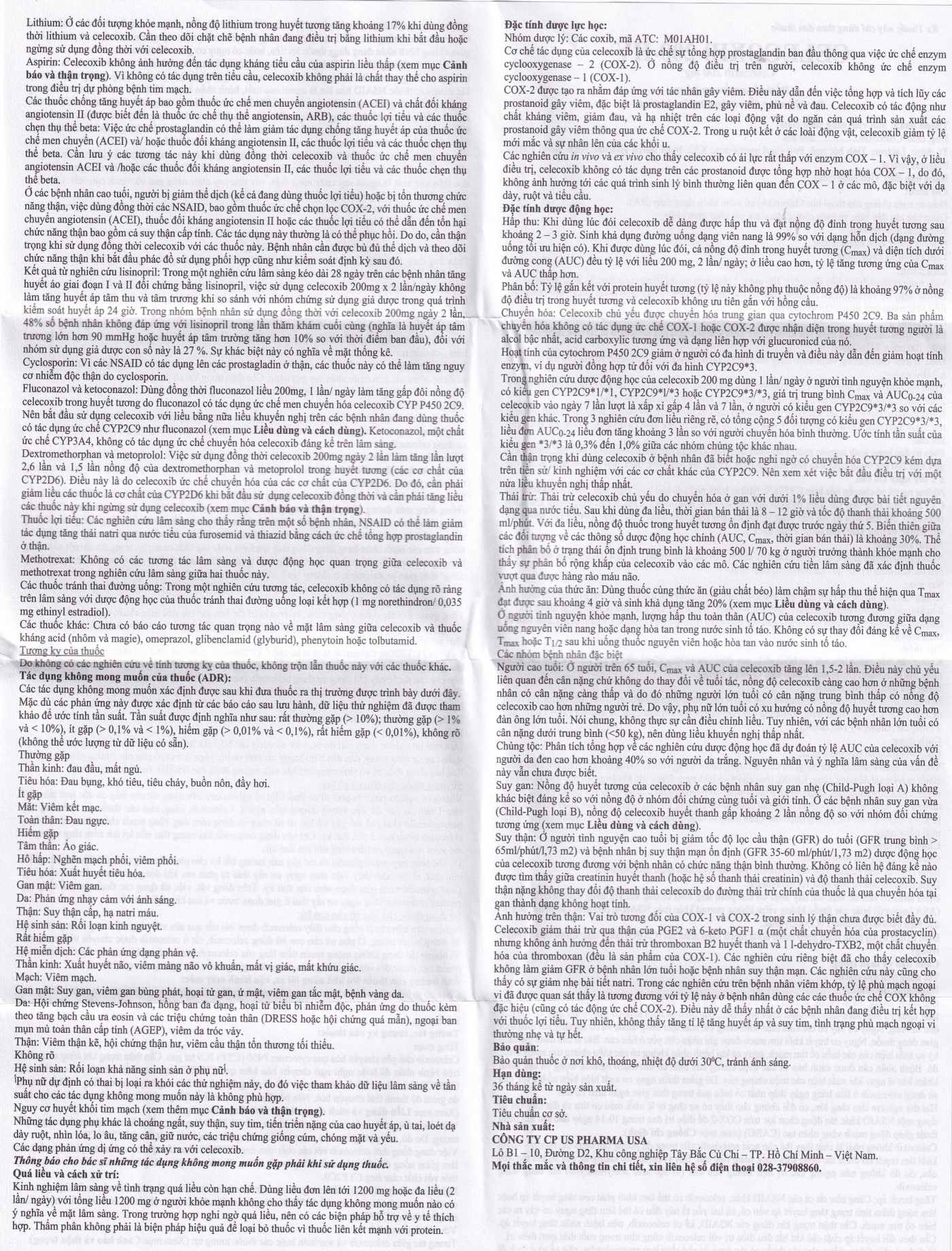 Hình ảnh Thuốc Celecoxib 200-HV USP điều trị thoái hóa khớp, viêm khớp dạng thấp (3 vỉ x 10 viên)