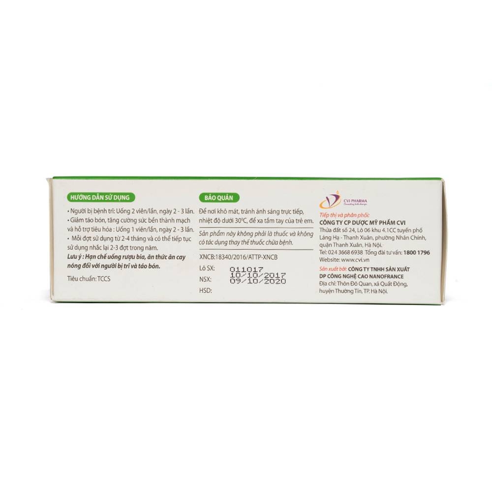 Hình ảnh Viên uống Antri Nano Plus CVI Pharma hỗ trợ điều trị trĩ, giảm táo bón (3 vỉ x 10 viên)