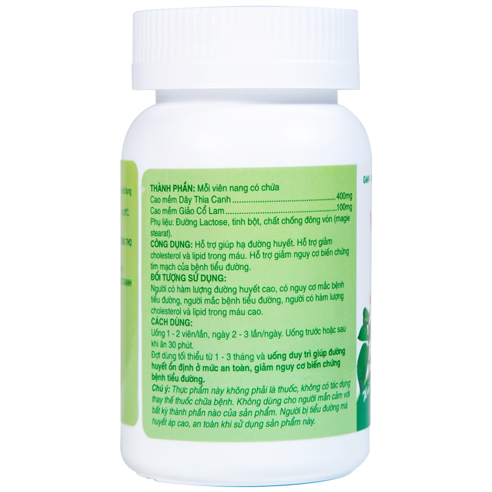 Hình ảnh Viên thìa canh Giảo Cổ Lam Đại Đức Mạnh giúp hạ đường huyết, giảm cholesterol và lipid trong máu cao (60 viên)