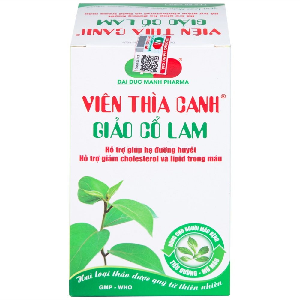 Hình ảnh Viên thìa canh Giảo Cổ Lam Đại Đức Mạnh giúp hạ đường huyết, giảm cholesterol và lipid trong máu cao (60 viên)