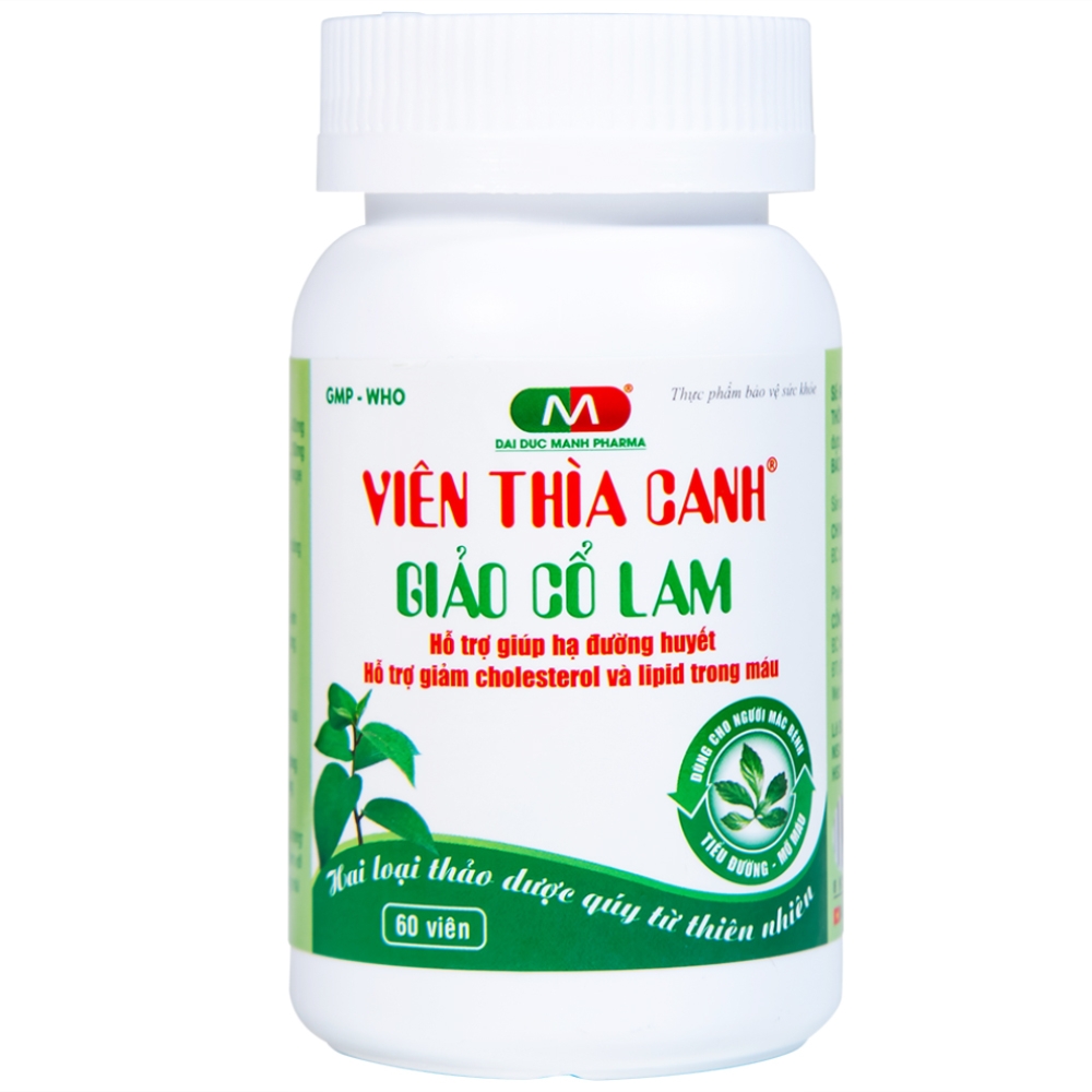 Hình ảnh Viên thìa canh Giảo Cổ Lam Đại Đức Mạnh giúp hạ đường huyết, giảm cholesterol và lipid trong máu cao (60 viên)