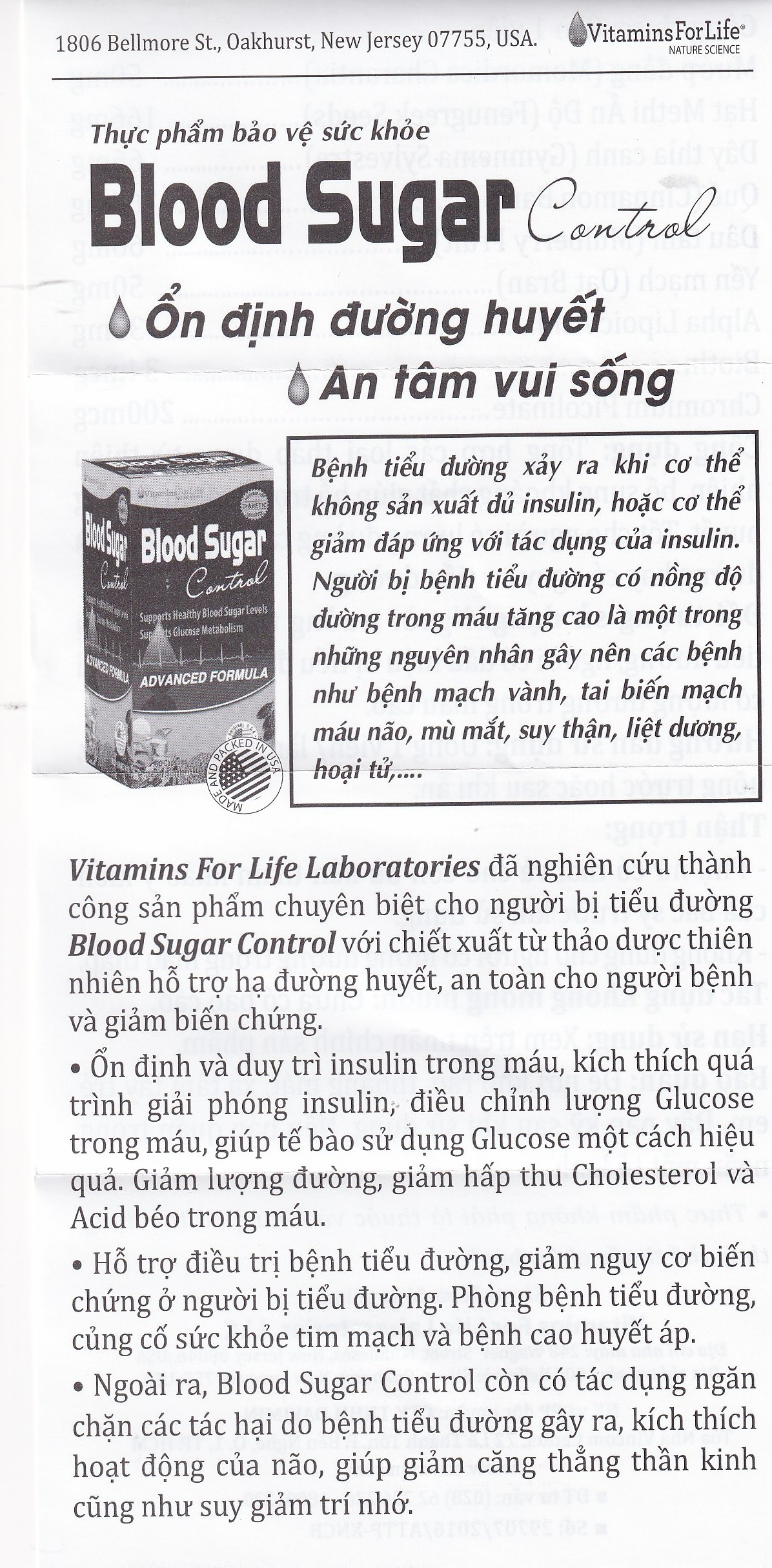 Hình ảnh Viên uống Blood Sugar Control Vitamins For Life hỗ trợ ổn định đường huyết (60 viên)