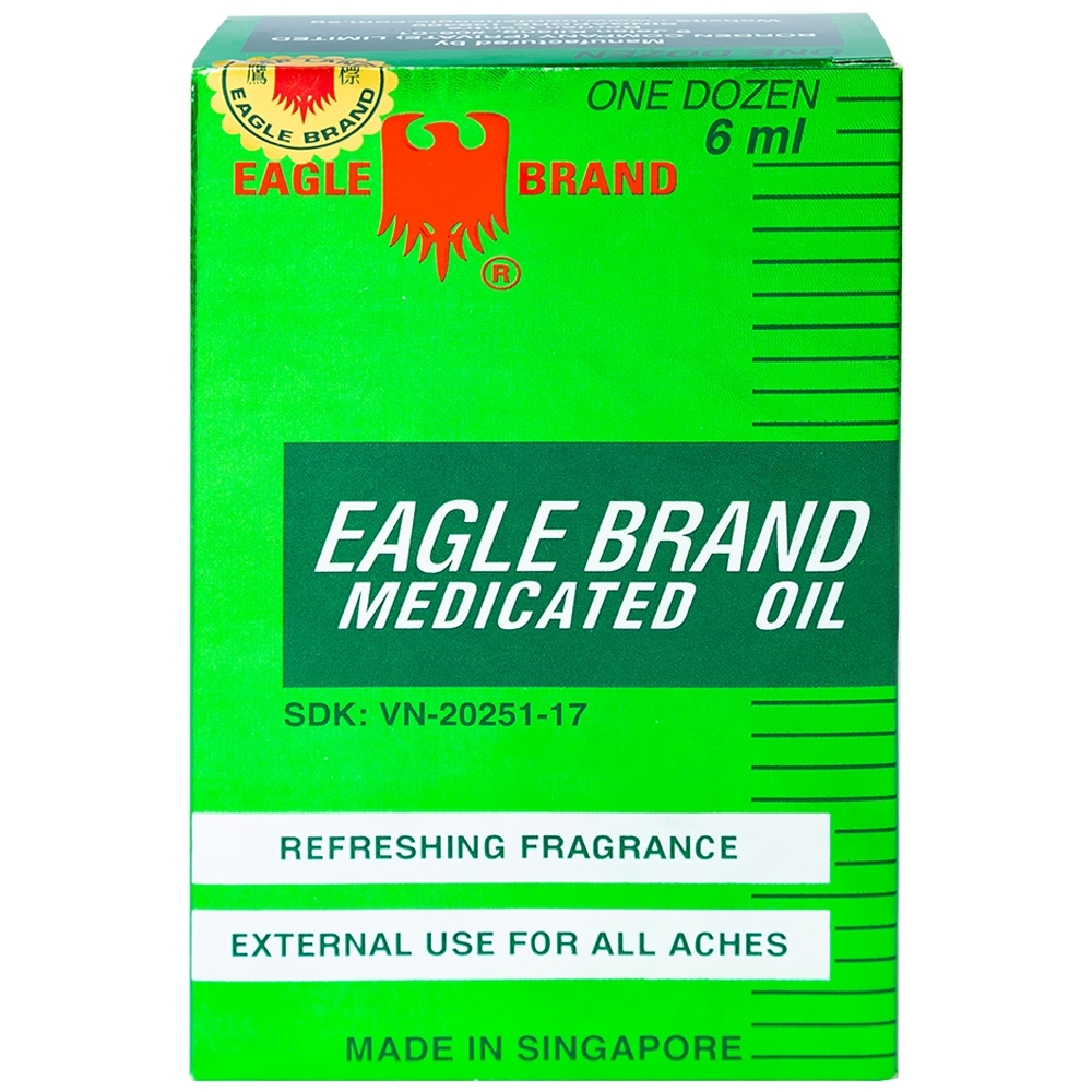 Hình ảnh Dầu gió xanh Con Ó Eagle Brand Medicated Oil giảm nhức đầu, cảm cúm, đau lưng, viêm khớp (12 chai x 6ml)