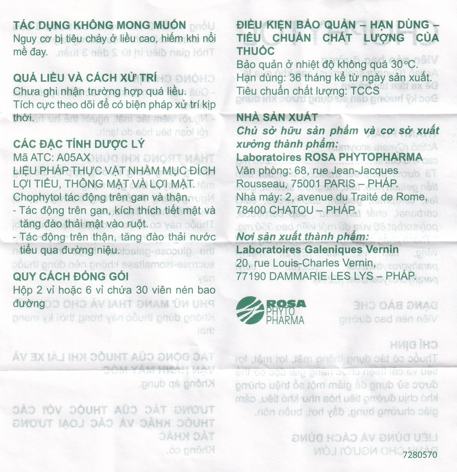 Hình ảnh Thuốc Chophytol Phyto thông mật, lợi mật (6 vỉ x 30 viên)