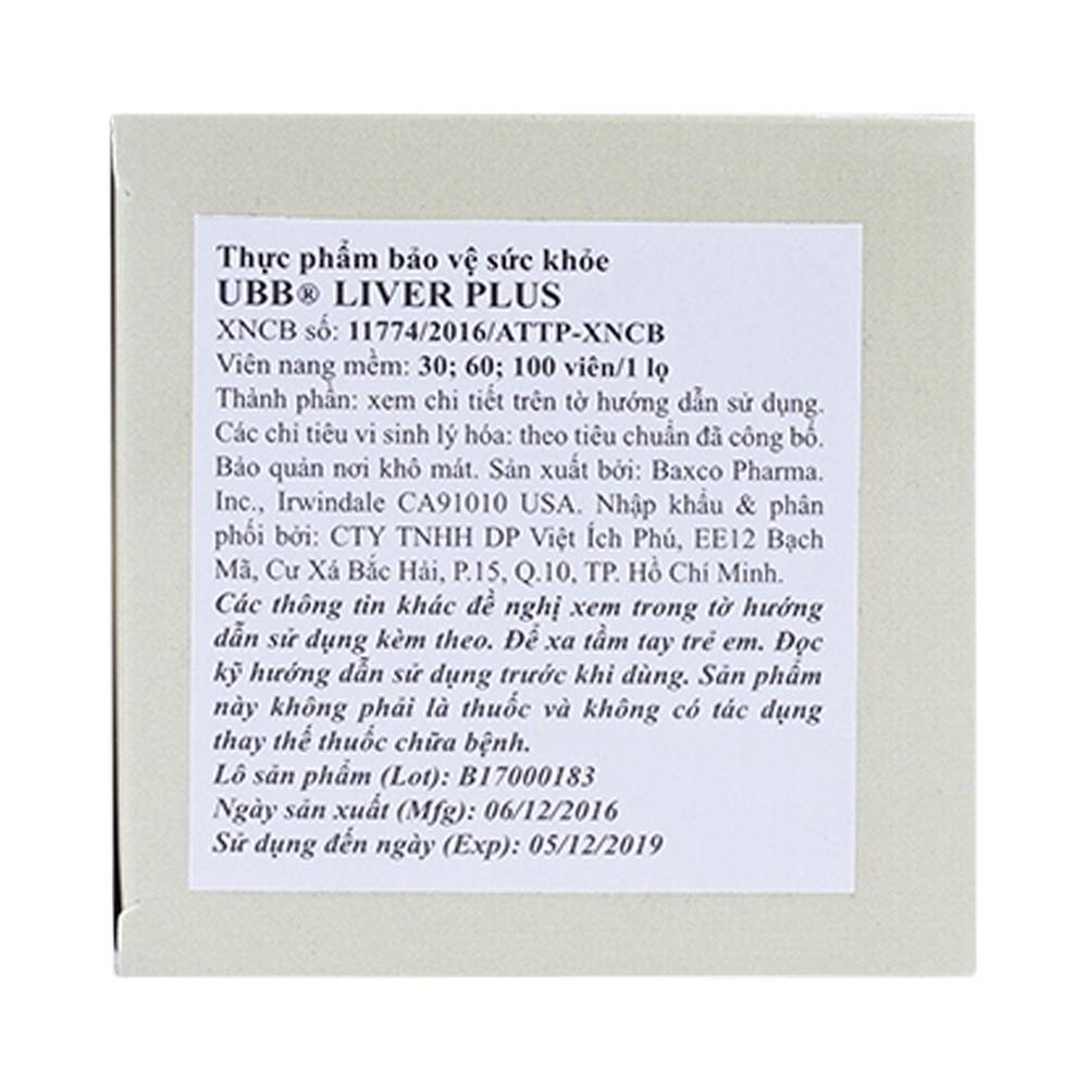 Hình ảnh Viên uống Liver Plus UBB tăng cường chức năng gan, bảo vệ tế bào gan (60 viên) 
