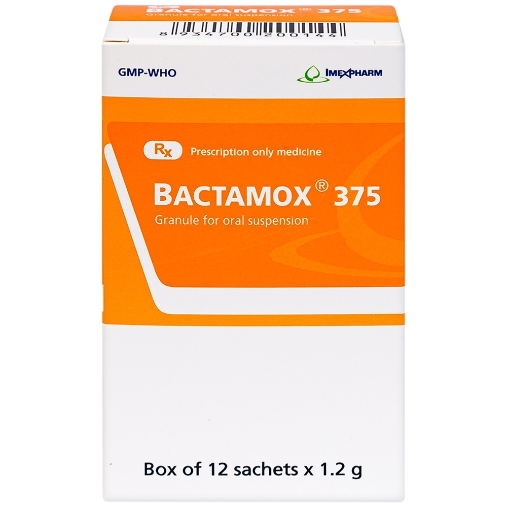 Hình ảnh Thuốc cốm Bactamox 375 Imexpharm điều trị nhiễm khuẩn (12 gói)
