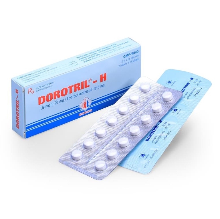 Hình ảnh Thuốc Dorotril-H Domesco điều trị tăng huyết áp vô căn (2 vỉ x 14 viên)