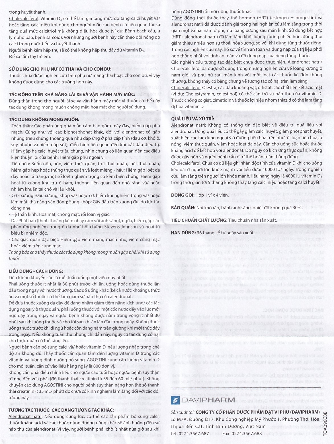 Hình ảnh Thuốc Agostini Agimexpharm điều trị loãng xương (1 vỉ x 4 viên)