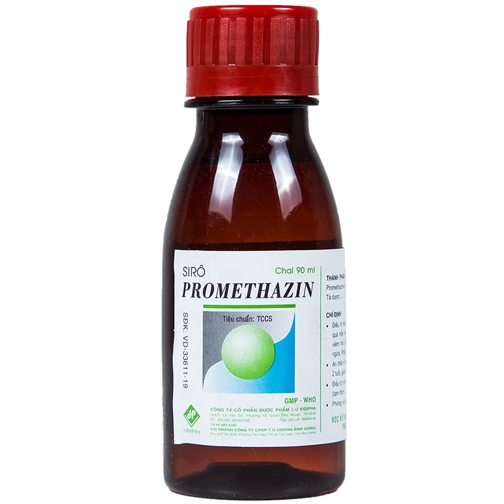 Hình ảnh Siro Promethazin Vidipha điều trị mày đay, phù mạch, viêm mũi dị ứng (90ml)