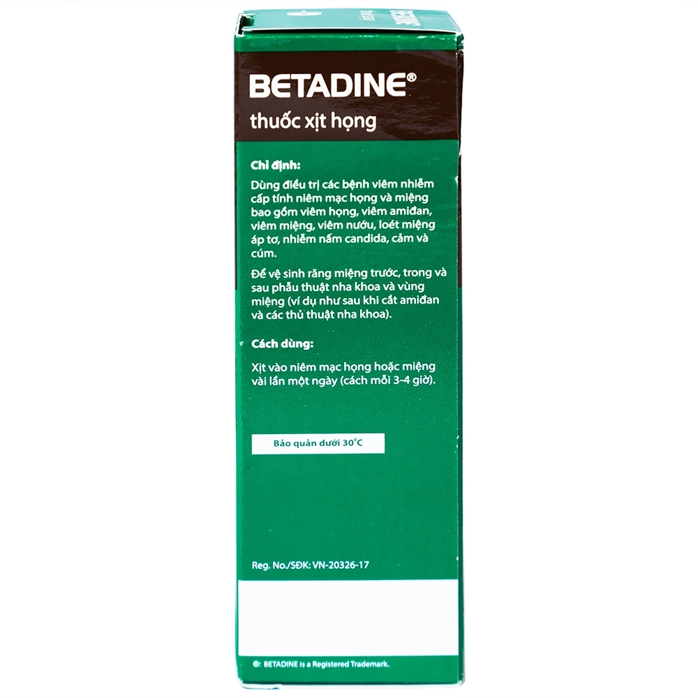 Hình ảnh Thuốc xịt họng Betadine Throat Spray điều trị bệnh nhiễm trùng cấp tính niêm mạc miệng, họng (50ml)