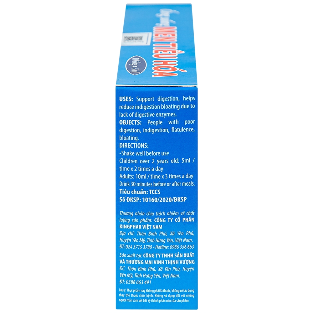 Hình ảnh Ống uống Men Tiêu Hóa Kingphar hỗ trợ giảm đầy bụng, ợ hơi, khó tiêu (10 ống x 5ml)