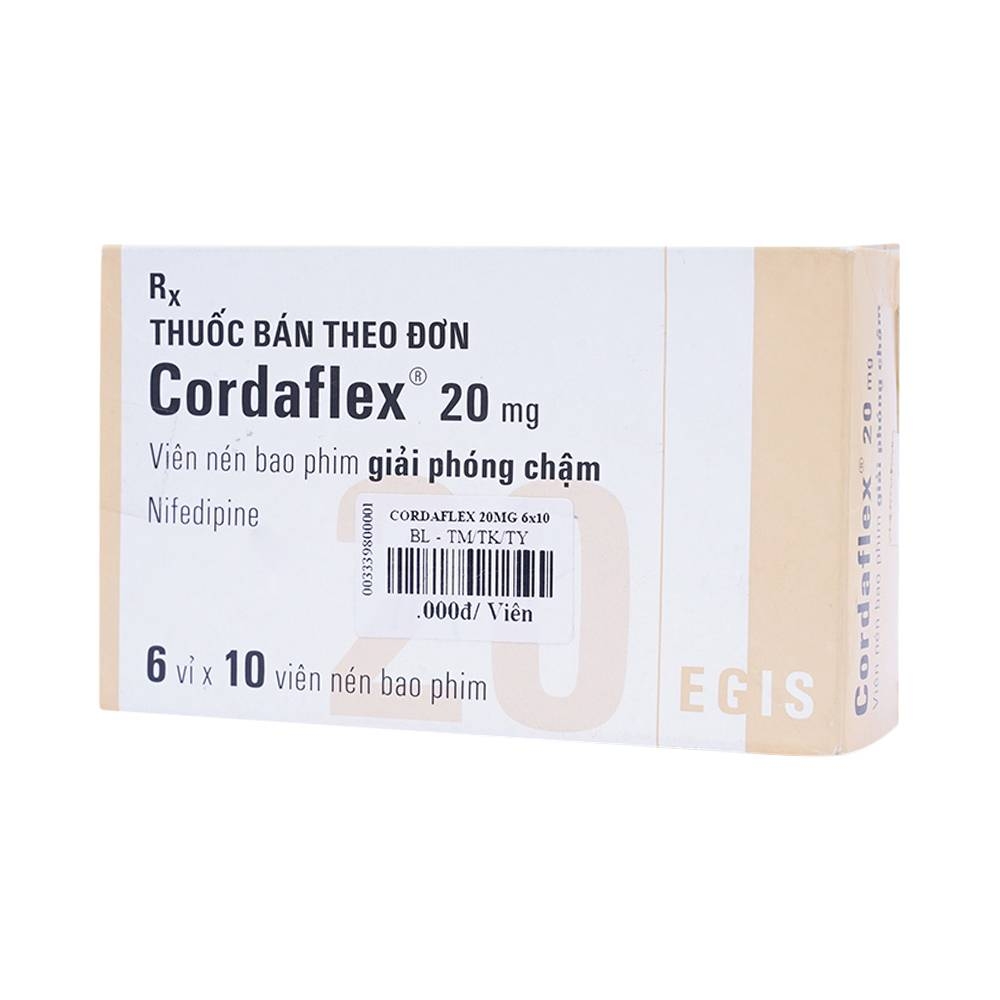 Hình ảnh Thuốc Cordaflex 20mg Egis Pharma phòng ngừa chứng đau thắt ngực, tăng huyết áp (6 vỉ x 10 viên)