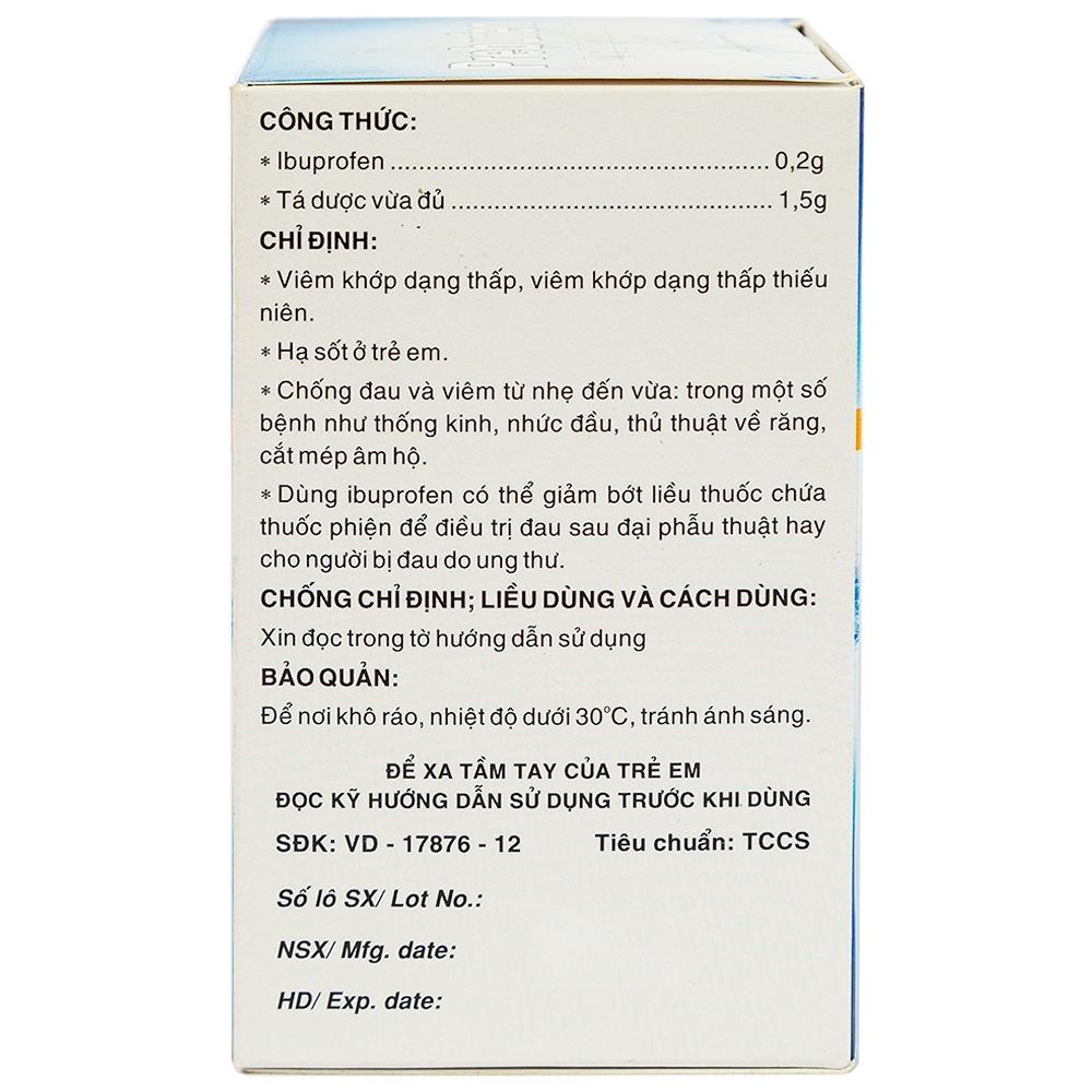 Hình ảnh Thuốc Prebufen 200mg Dược 3-2 giúp giảm đau, hạ sốt cho trẻ em (20 gói x 1.5g)