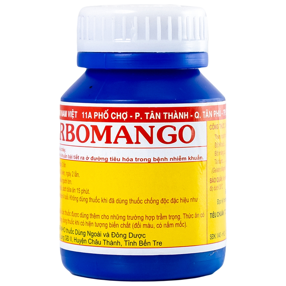 Hình ảnh Thuốc Carbomango Nam Việt điều trị đau bụng, khó tiêu, tiêu chảy (100 viên)