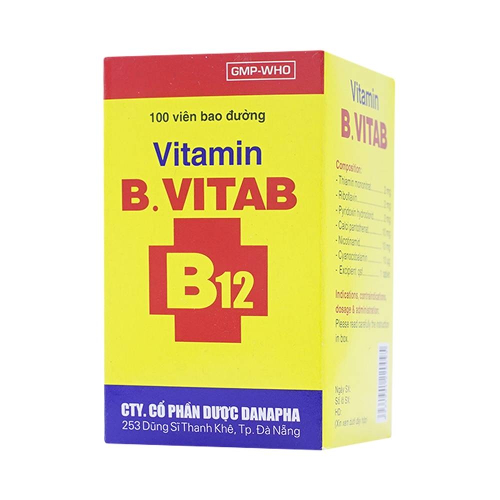 Hình ảnh Thuốc Vitamin B.Vitab B12 Danapha phòng và điều trị tình trạng thiếu Calci và Vitamin B (100 viên)
