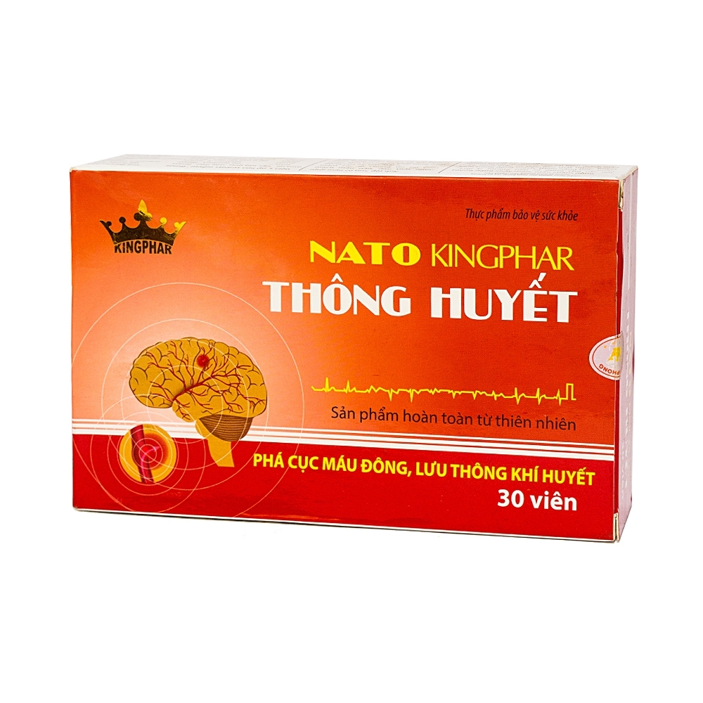 Hình ảnh Viên uống Nato Thông Huyết Kingphar hỗ trợ điều trị các căn bệnh tai biến não (3 vỉ x 10 viên)