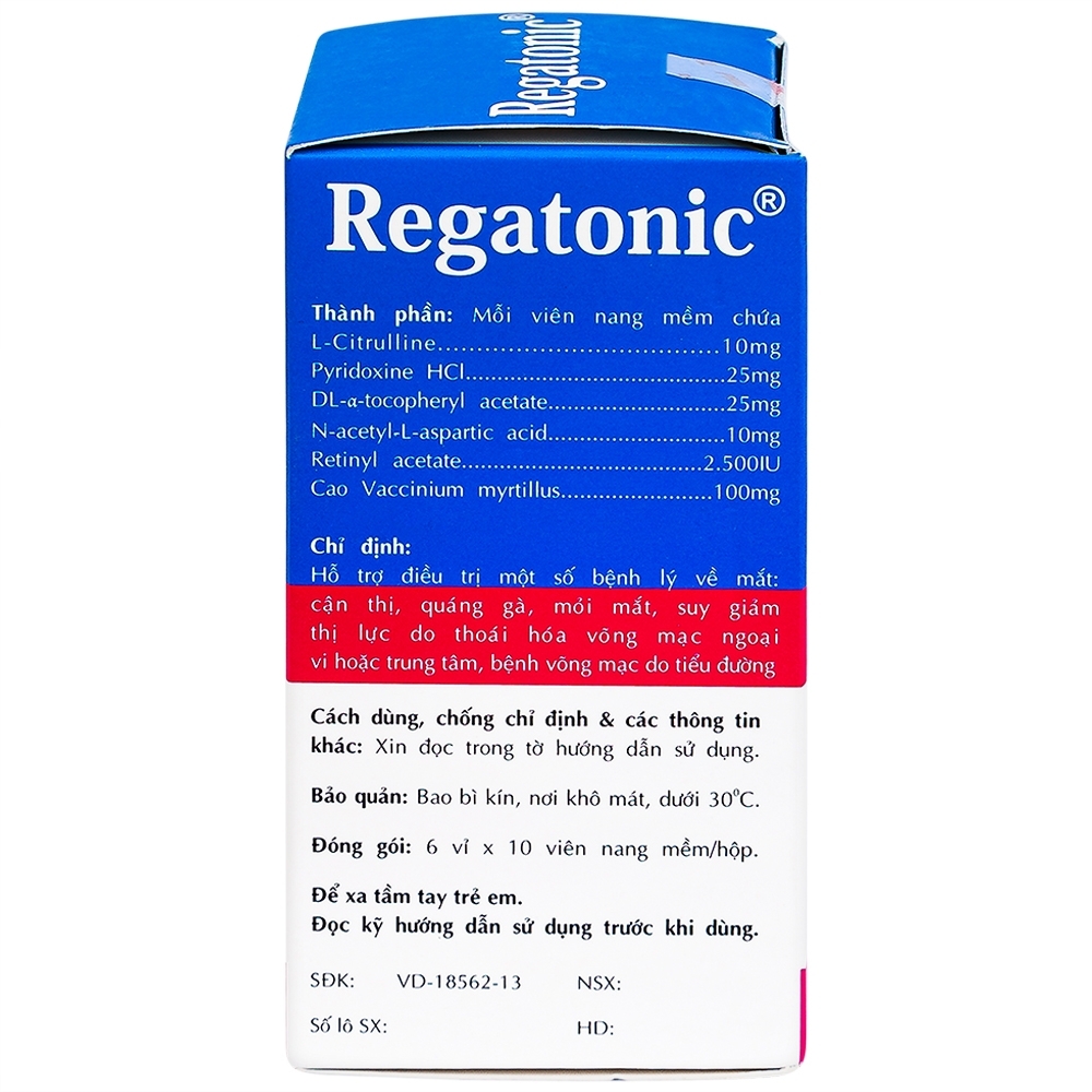 Hình ảnh Thuốc Regatonic Phil hỗ trợ điều trị bệnh lý cận thị, quáng gà, mỏi mắt, giảm thị lực (6 vỉ x 10 viên)