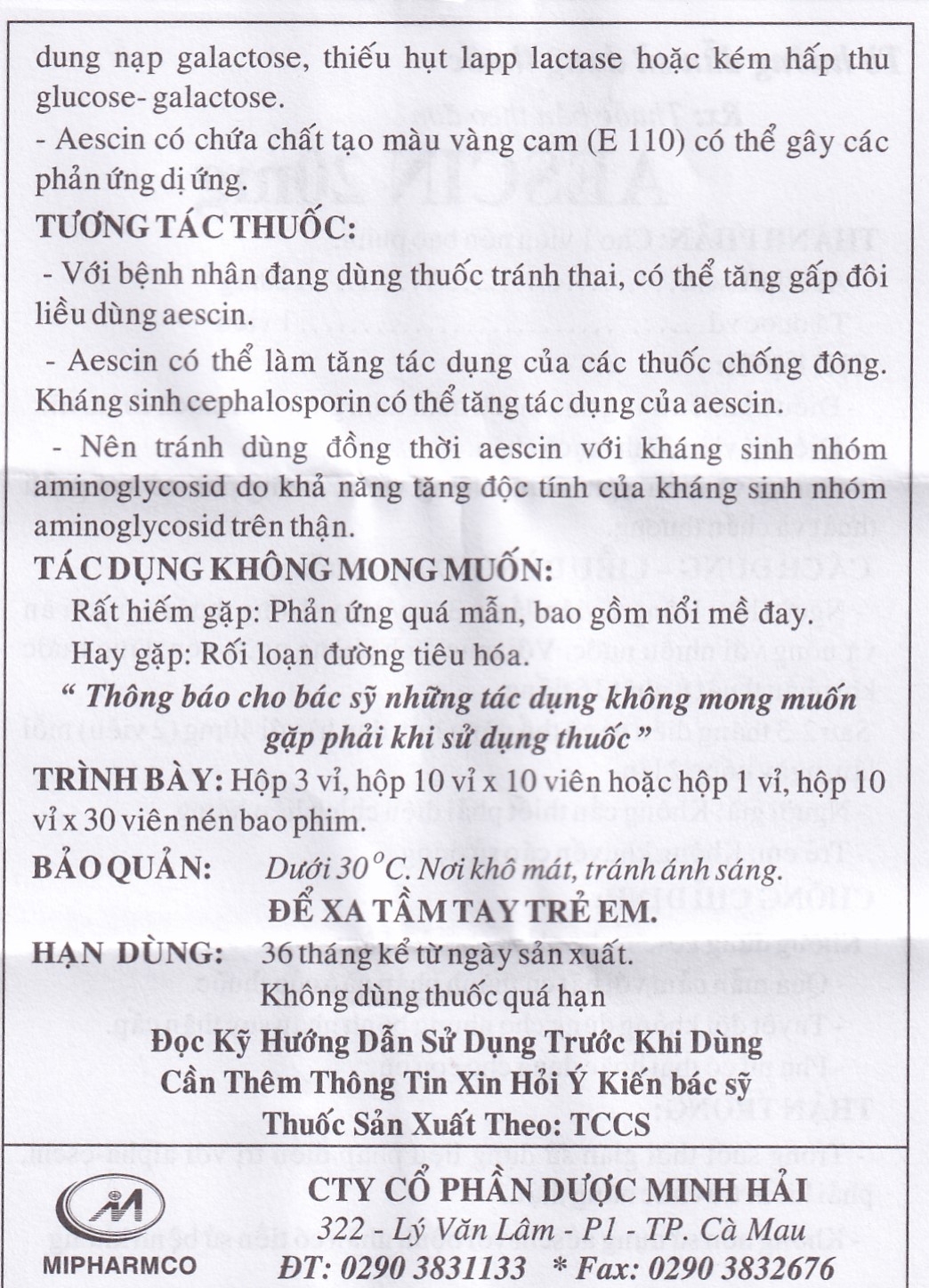 Hình ảnh Thuốc Aescin 20mg điều trị thiểu năng tĩnh mạch mãn tính, giãn tĩnh mạch chân, trĩ (3 vỉ x 30 viên)