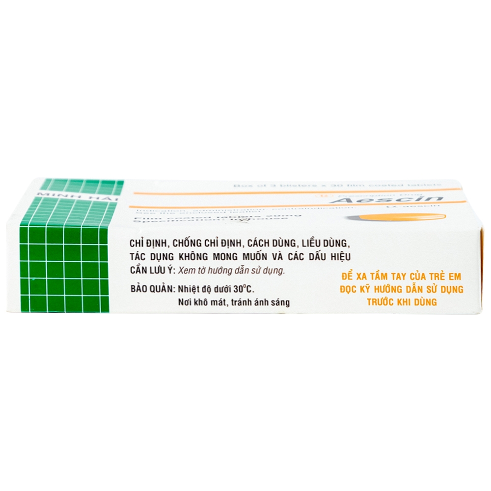 Hình ảnh Thuốc Aescin 20mg điều trị thiểu năng tĩnh mạch mãn tính, giãn tĩnh mạch chân, trĩ (3 vỉ x 30 viên)