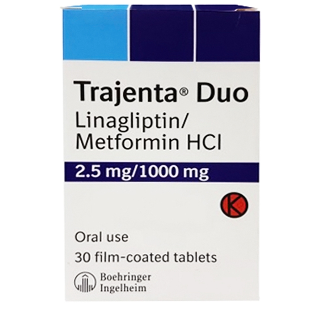 Hình ảnh Thuốc Trajenta Duo 2.5mg/1000mg Boehringer điều trị đái tháo đường típ 2 (3 vỉ x 10 viên)