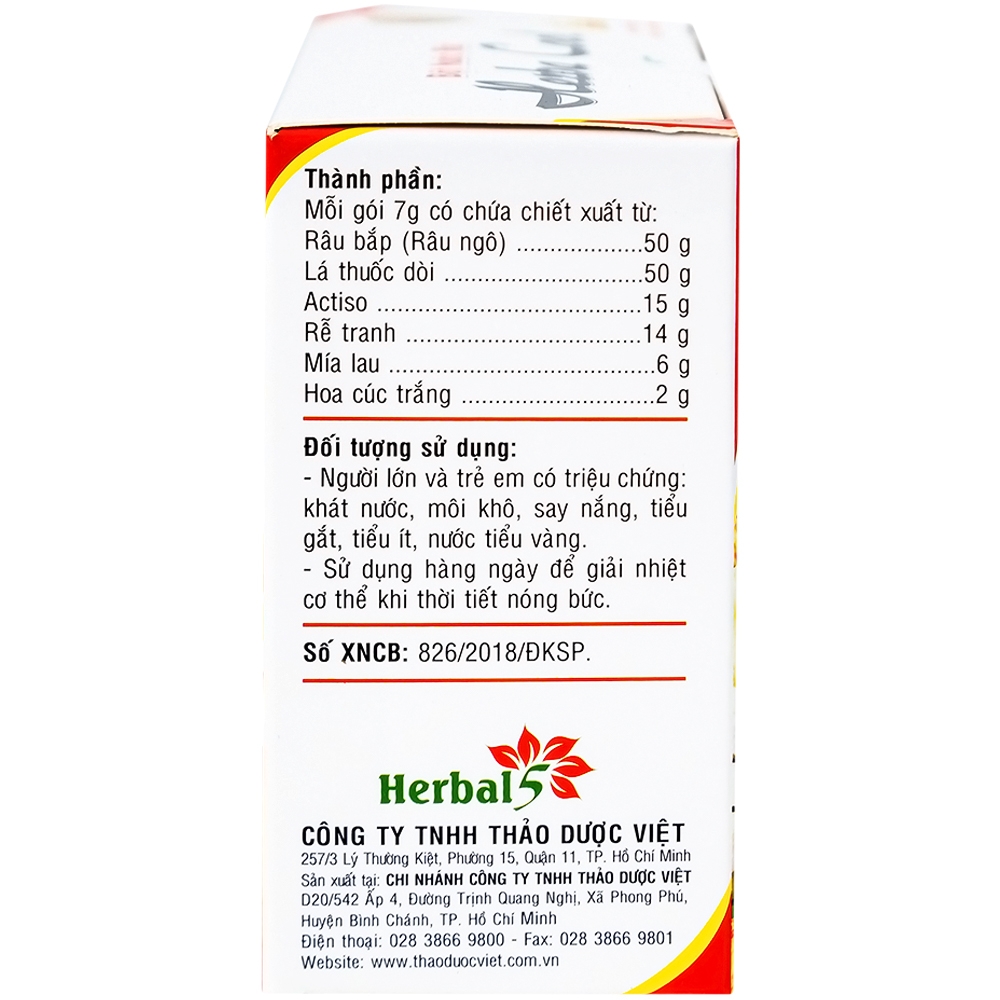 Hình ảnh Bột nước mát Herbal Cool thanh nhiệt, mát gan, lợi tiểu (10 gói)