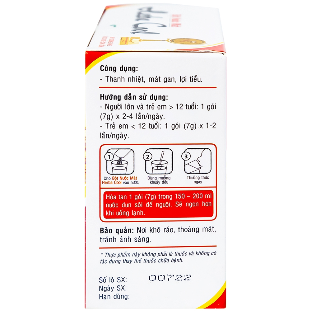 Hình ảnh Bột nước mát Herbal Cool thanh nhiệt, mát gan, lợi tiểu (10 gói)