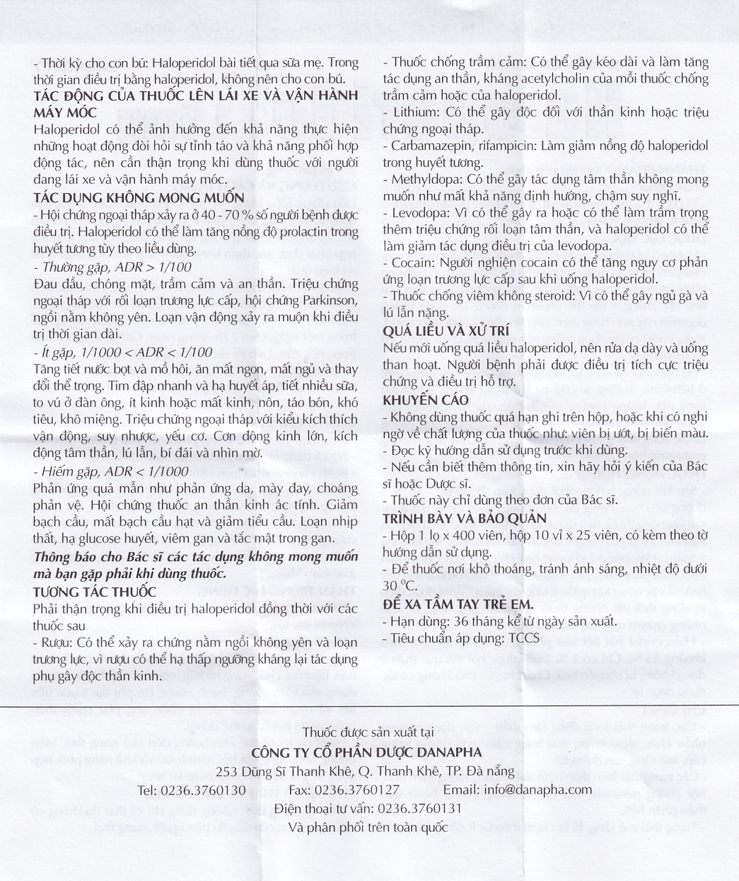 Hình ảnh Thuốc Haloperidol 1.5mg Danapha điều trị các trạng thái kích động tâm thần, vận động (10 vỉ x 25 viên)