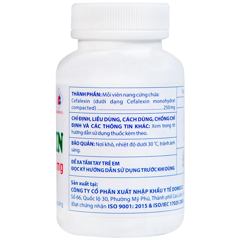 Hình ảnh Thuốc Cefalexin 250mg Domexco điều trị nhiễm khuẩn (200 viên)