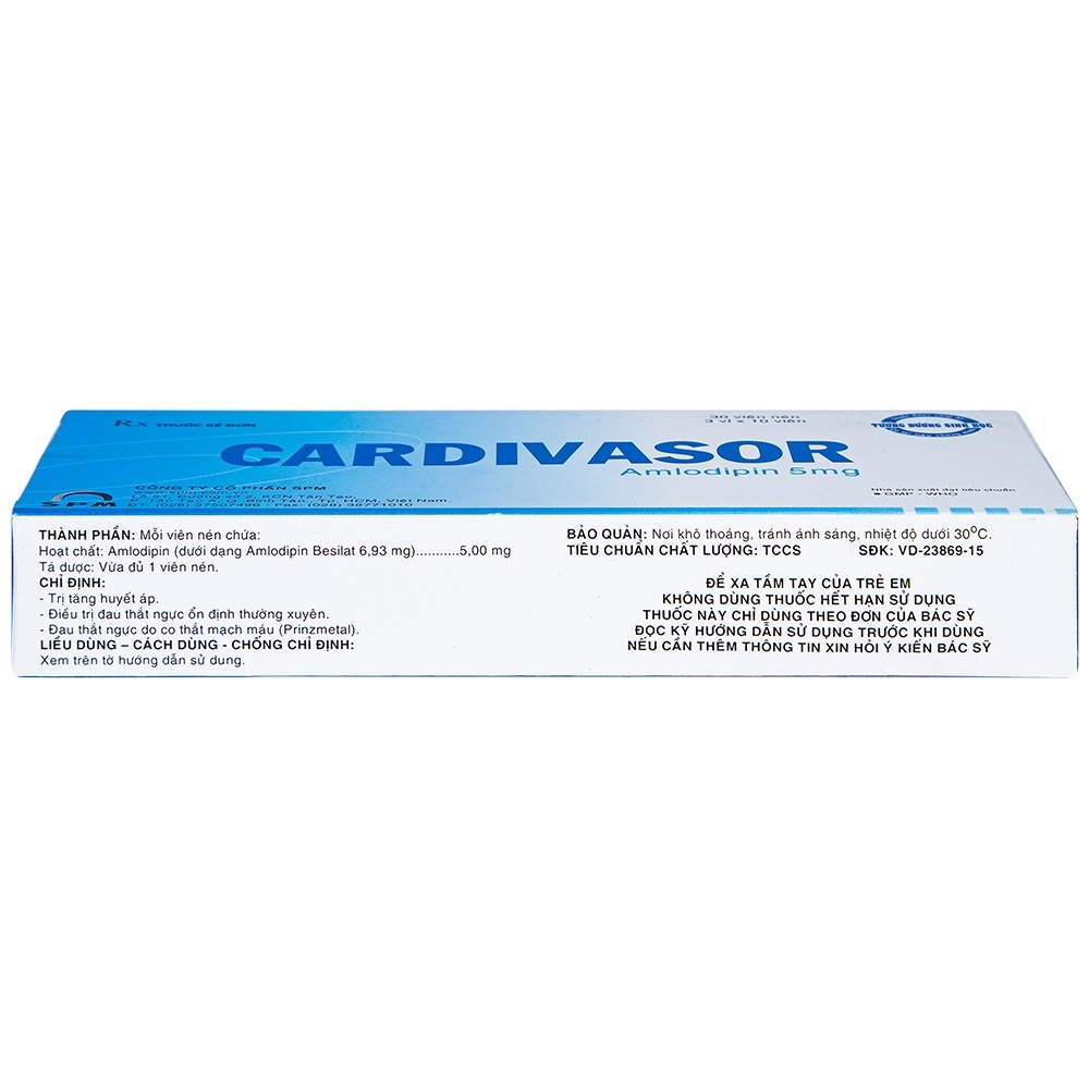 Hình ảnh Thuốc Cardivasor 5mg SPM điều trị tăng huyết áp, đau thắt ngực (3 vỉ x 10 viên)