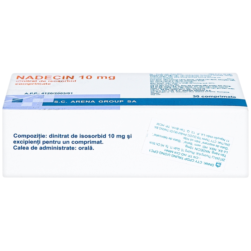 Hình ảnh Thuốc Nadecin 10mg phòng và điều trị cơn đau thắt ngực, suy tim sung huyết (3 vỉ x 10 viên)