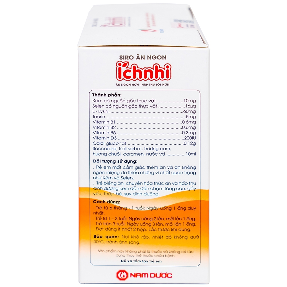 Hình ảnh Siro ăn ngon Íchnhi Nam Dược bổ sung vi chất dinh dưỡng, cải thiện chứng biếng ăn cho trẻ (4 vỉ x 5 ống)