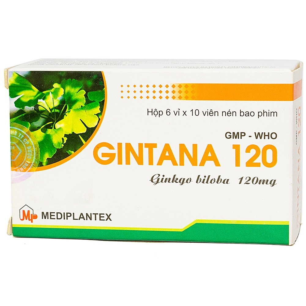Hình ảnh Thuốc Gintana 120 Mediplantex điều trị tai biến mạch máu não, thiểu năng tuần hoàn não (6 vỉ x 10 viên)