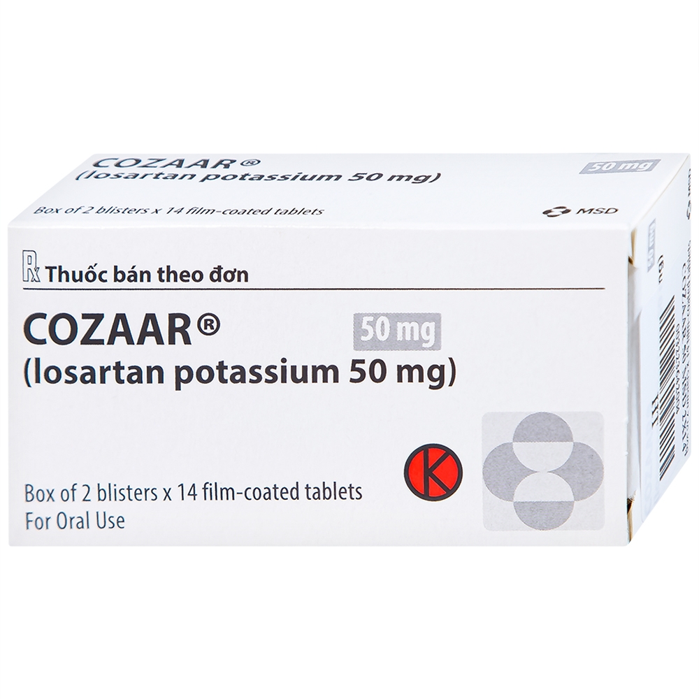 Hình ảnh Thuốc Cozaar 50mg MSD điều trị tăng huyết áp (2 vỉ x 14 viên)