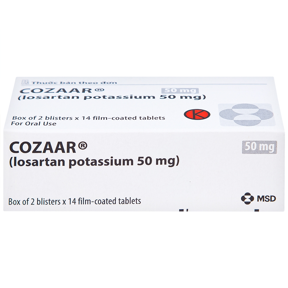 Hình ảnh Thuốc Cozaar 50mg MSD điều trị tăng huyết áp (2 vỉ x 14 viên)