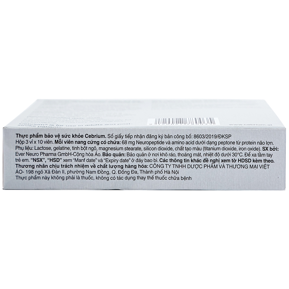 Hình ảnh Viên uống Cebrium Ever Pharma hỗ trợ tăng khả năng tập trung, cải thiện trí nhớ (3 vỉ x 10 viên)