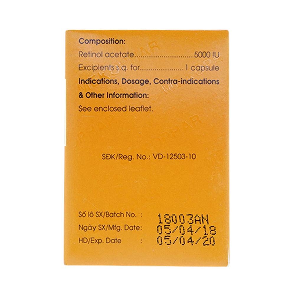 Hình ảnh Thuốc Vitamin A 5000 IU Mekophar điều trị thiếu Vitamin A, bổ sung cho người bệnh gan (10 vỉ x 10 viên)