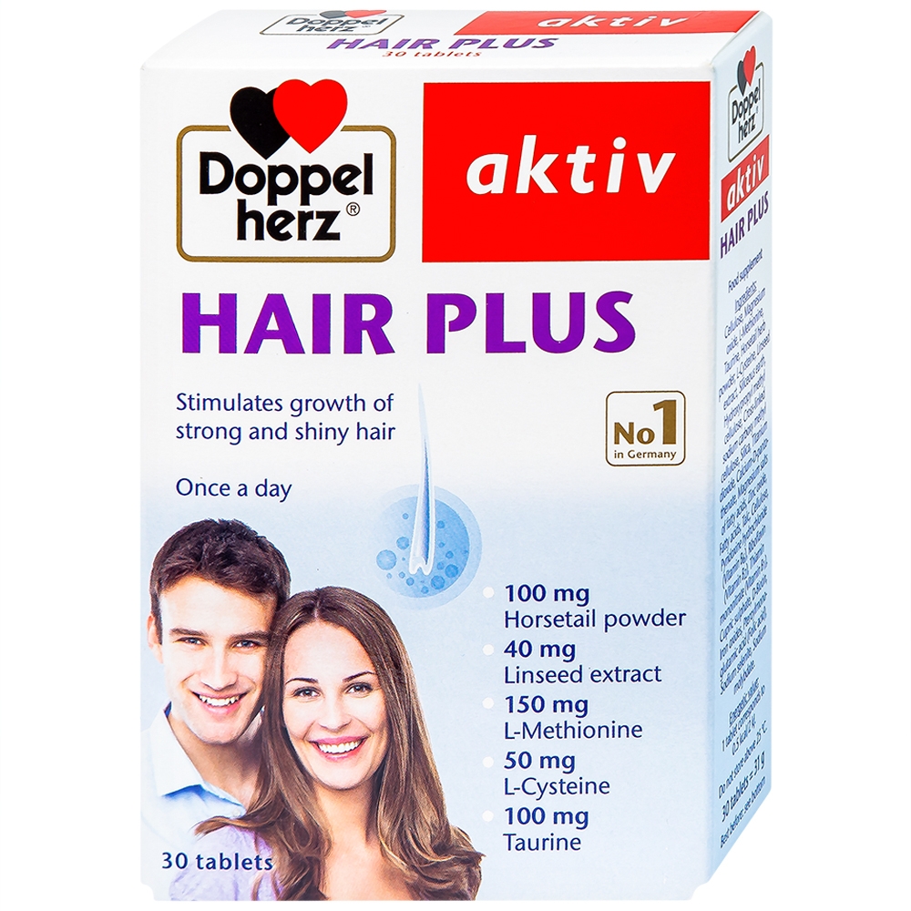Hình ảnh Viên uống Hair Plus Doppelherz Aktiv bổ sung một số vitamin và khoáng chất (3 vỉ x 10 viên)