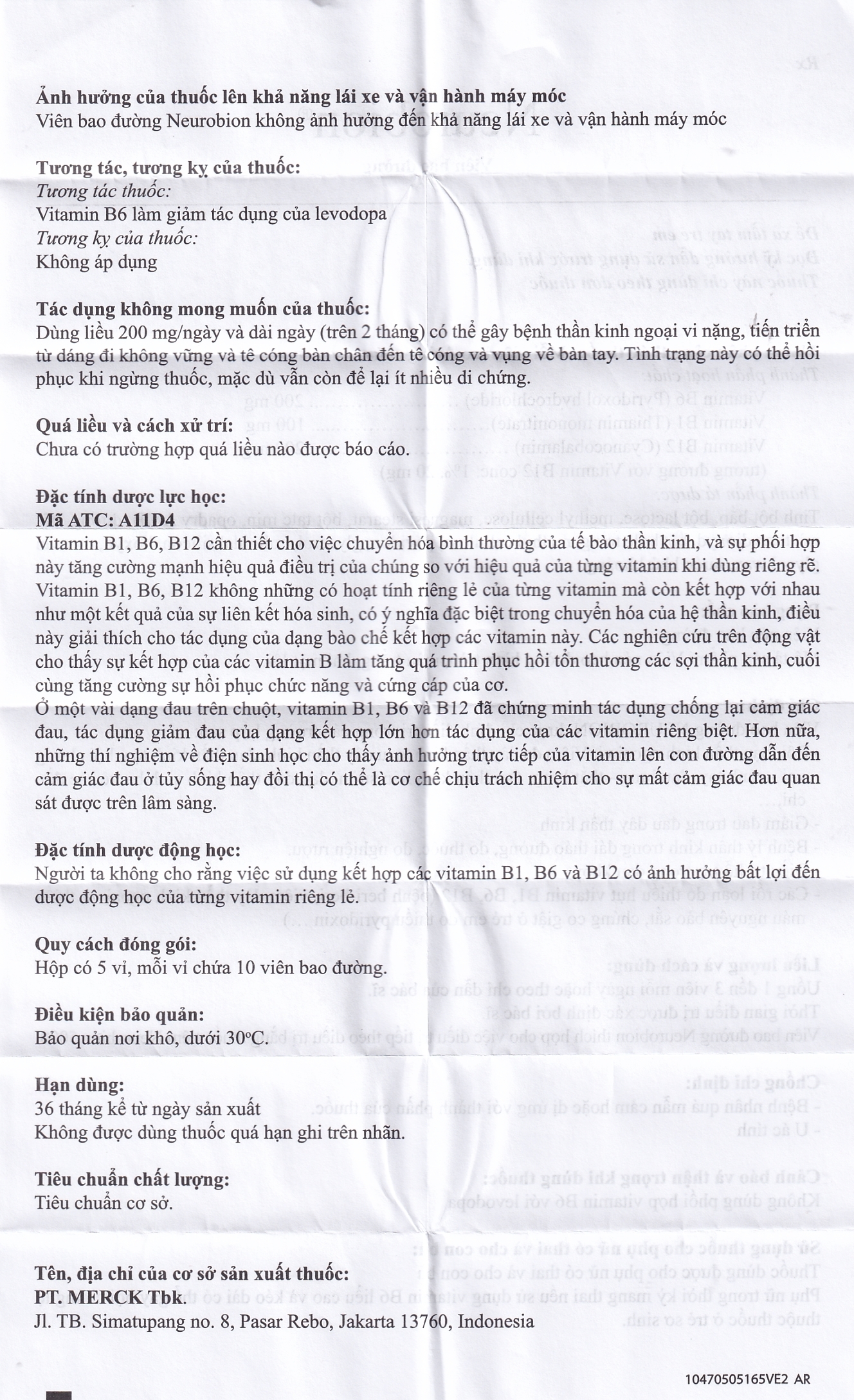 Hình ảnh Viên nén Neurobion Merck màu xanh- điều trị rối loạn thần kinh ngoại vi (5 vỉ x 10 viên)
