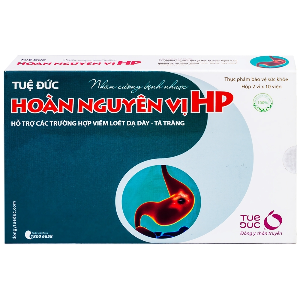 Hình ảnh Viên uống Hoàn Nguyên Vị HP Tuệ Đức hỗ trợ các trường hợp viêm loét dạ dày, tá tràng (2 vỉ x 10 viên)