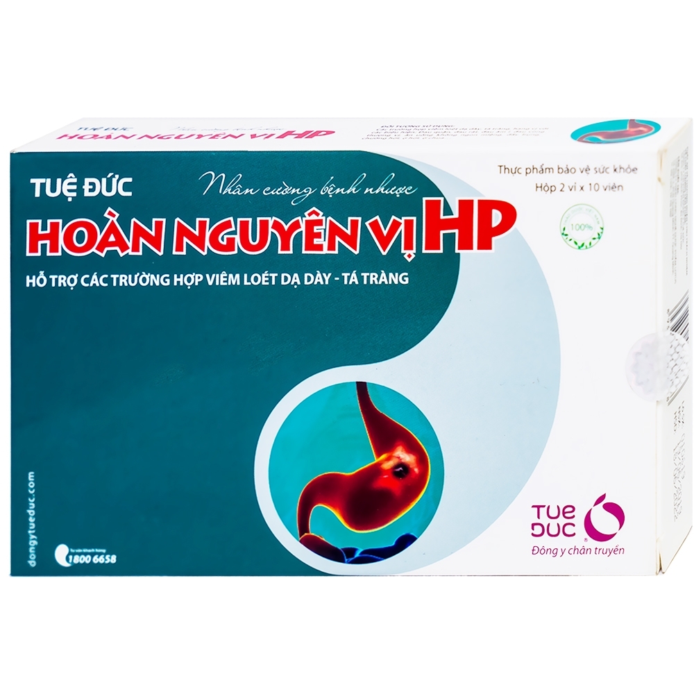 Hình ảnh Viên uống Hoàn Nguyên Vị HP Tuệ Đức hỗ trợ các trường hợp viêm loét dạ dày, tá tràng (2 vỉ x 10 viên)
