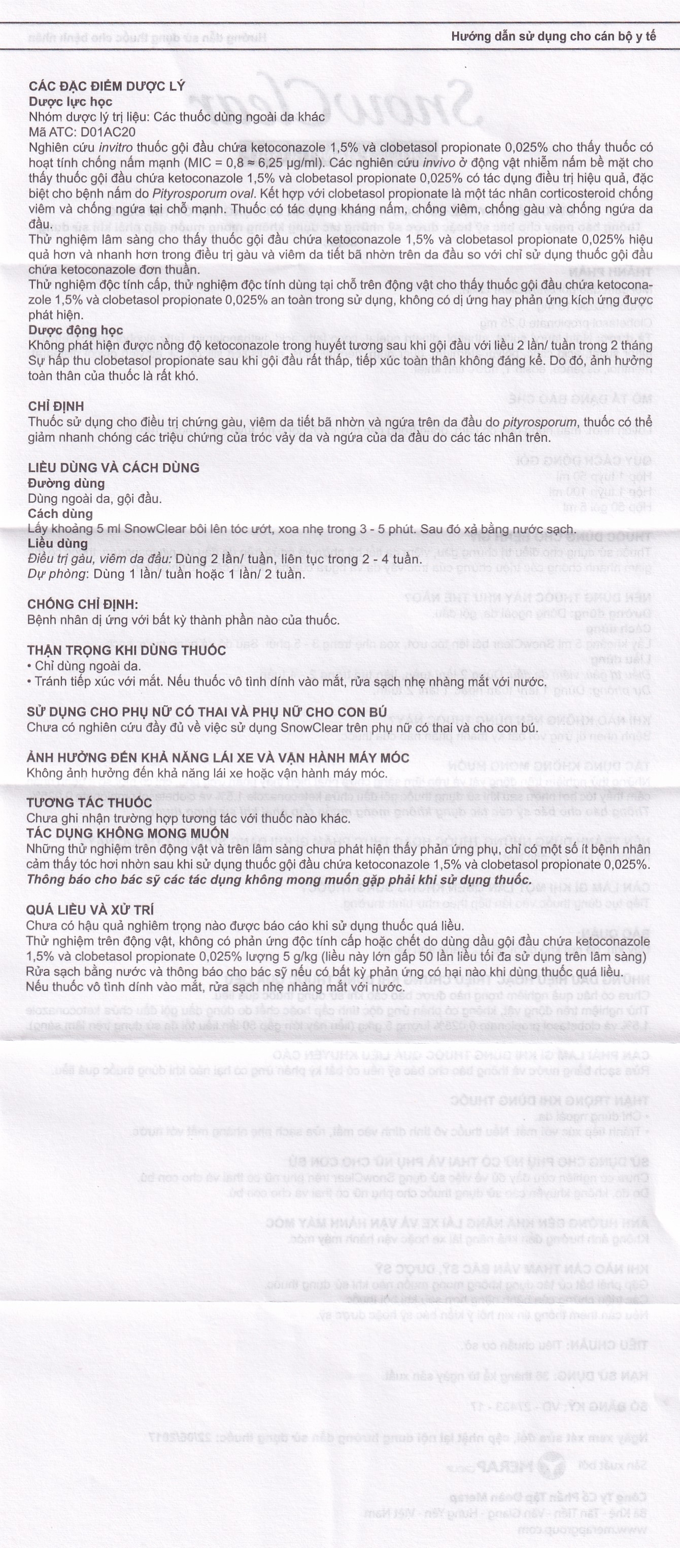 Hình ảnh Hỗn dịch Snowclear Merap điều trị gàu, ngứa da đầu, diệt nấm (50 gói)