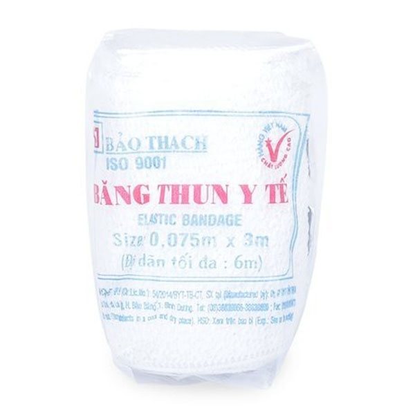 Hình ảnh Băng thun y tế 0.075m x 3m Bảo Thạch dùng để băng nén ép cầm máu, cố định khớp (10 cuộn)