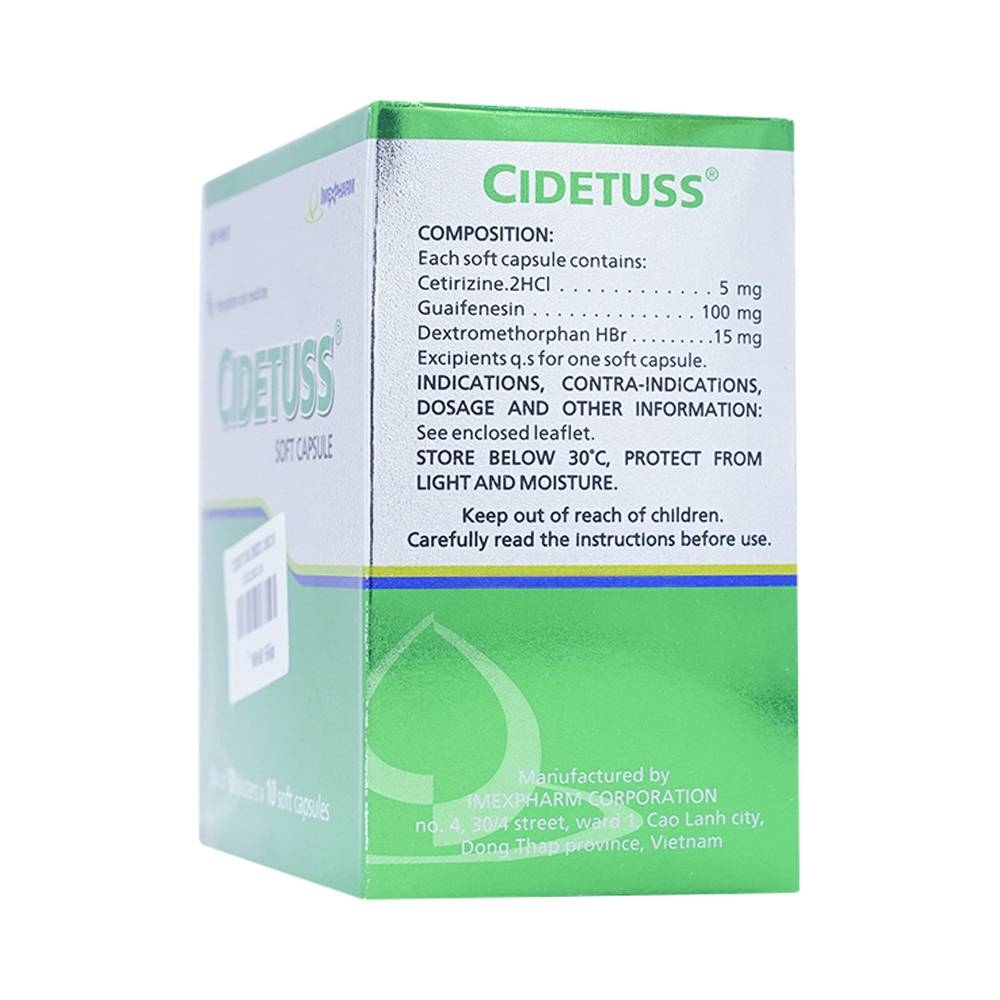 Hình ảnh Thuốc Cidetuss Imexpharm điều trị các trường hợp ho (10 vỉ x 10 viên)