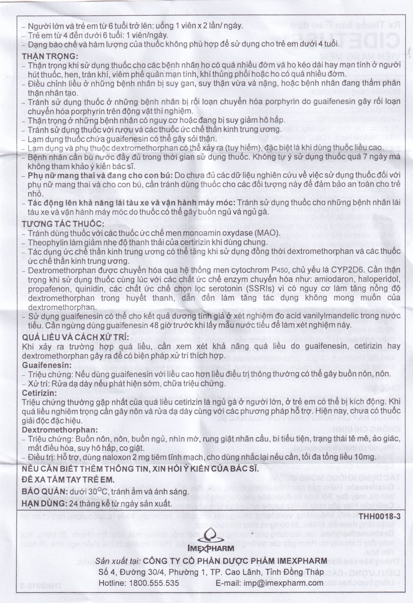 Hình ảnh Thuốc Cidetuss Imexpharm điều trị các trường hợp ho (10 vỉ x 10 viên)