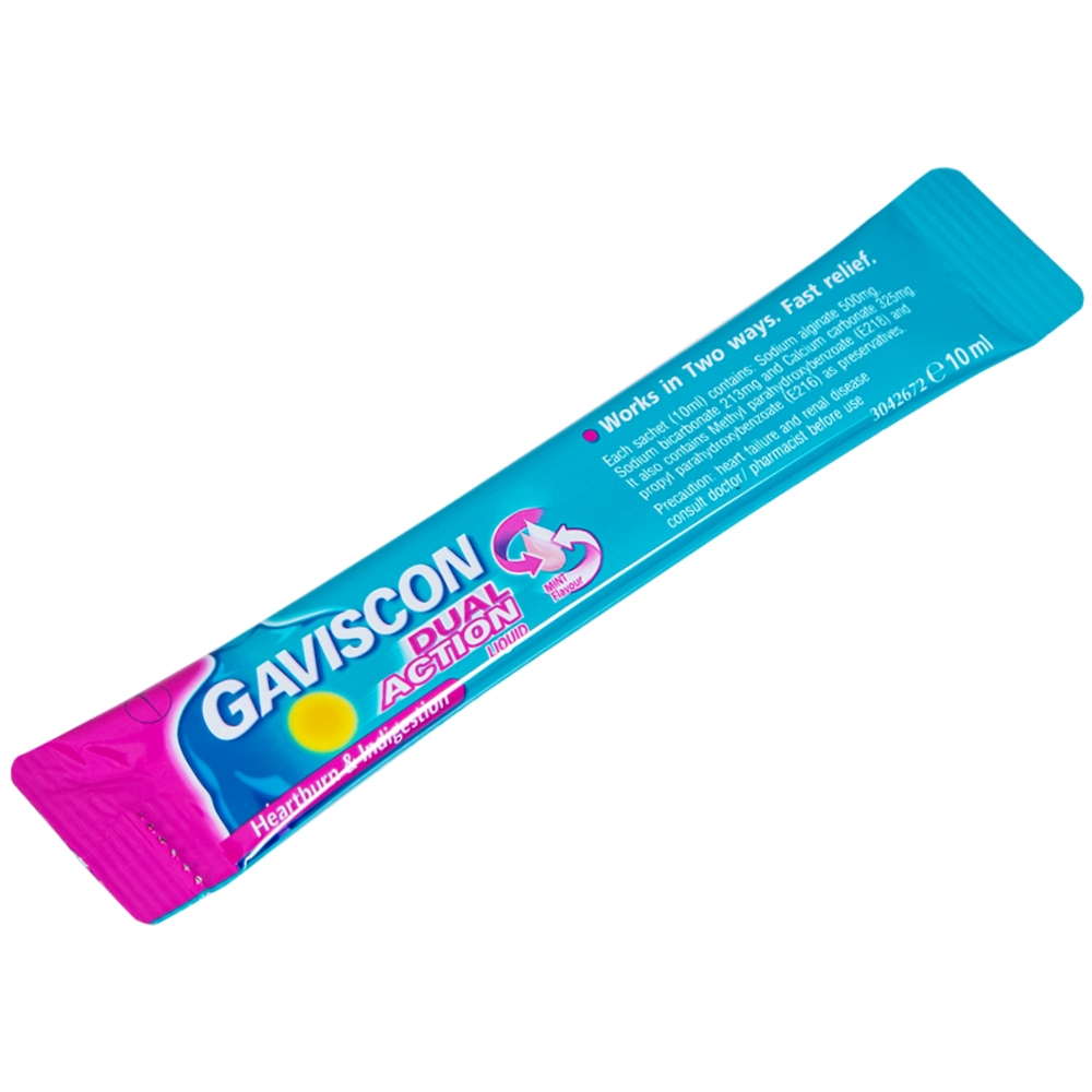 Hình ảnh Hỗn dịch Gaviscon Dual Action Reckitt Benckiser điều trị trào ngược dạ dày, thực quản (24 gói x 10ml)