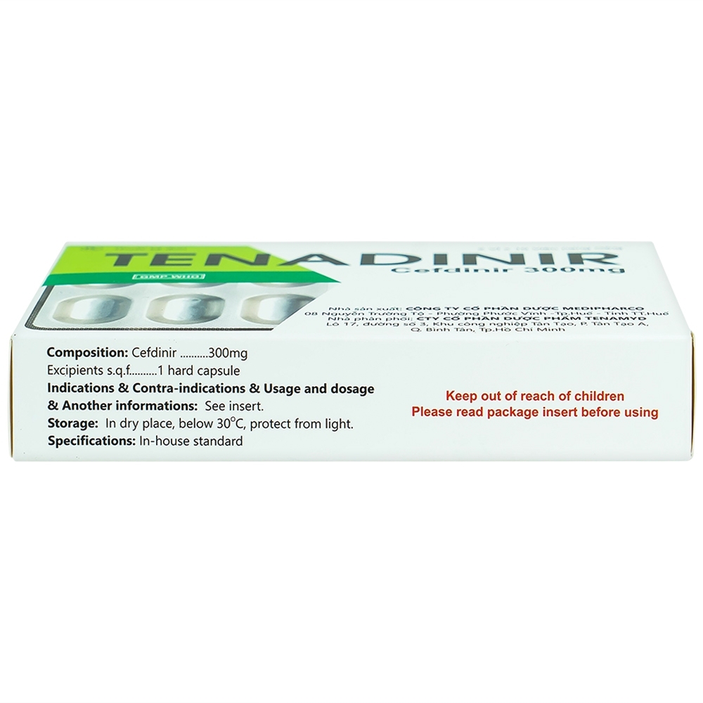 Hình ảnh Thuốc Tenadinir 300mg Medipharco điều trị nhiễm khuẩn ở mức độ nhẹ và vừa (2 vỉ x 10 viên)