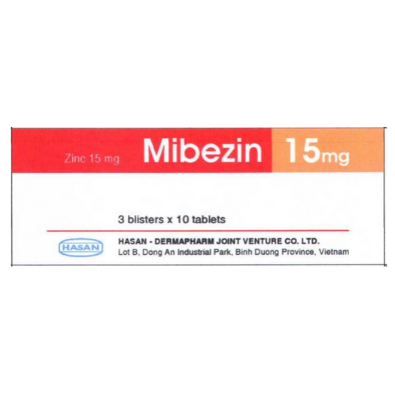 Hình ảnh Viên nén Mibezin 15mg Hasan điều trị tiêu chảy, bổ sung kẽm (3 vỉ x 10 viên)